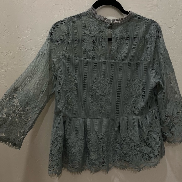 Chance or Fate Lace Blouse in Soft Blue - Picture 3 of 4